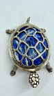 925 Sterling Silver Turtle Figurine Blue Stone Inlay Brazil 3 25   