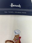 Harrods Teddy Bear Tea Towel 2  Pack Kitchen Towels Chef Bear London  Souvenir
