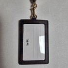 Coach Lanyard Id Badge Holder Unisex Brown Signature Canvas Leather Minimalist