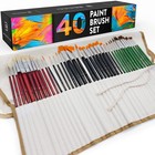 40 Pieces Professional Artist Paint Brush Set With Storage Case - Includes Ro   