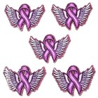 5 Pc - Breast Cancer Wings - Acrylic Flatback Charms - Badge Reels   Diy Crafts