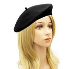  Wool French Beret Hat For Women One Size Black