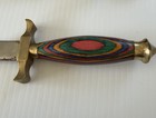 Vintage Pakistan Stainless Dagger Knife Color Wood Handle W  Sheath