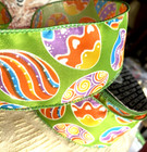 Easter 2 5  By 4 Yds Green Wired Ribbon Glittered Patterned Large Eggs Designer