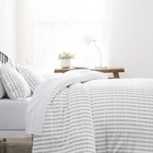 Light Gray Puffed Rugged Stripes 3-piece Duvet Cover Set  Full queen