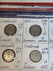 1966 - 2000 Guatemala 10 Centavos Xf - Bu Condition 14 Coin Lot Collection