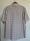 Wrangler Wrancher Mens Brown   White Plaid Short Sleeve Snap Front Western Shirt