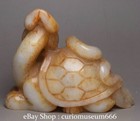 3 3   Old Chinese Natural Hetian Jade Carving Dragon Tortoise Turtle Pendant