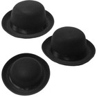 Utowo Women Men Wool Felt Derby Hat Rolled Brim Church Medium Black-satin Tape
