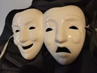 Vintage Art Comedy   Tragedy Ceramic Mask Decor Theater Of Pain