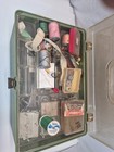 Vintage Wil-hold Wilson Mfg  Usa Avocado Green Sewing Box W 2 Trays   Supplies