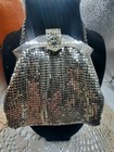Vintage  Whiting   Davis Silver Tone Rhinestone 5  Mesh Purse Good Shape Estate