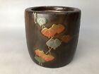 Y8403 Hibachi Makie Paulownia Brazier Box Unused Japan Antique Vintage Interior