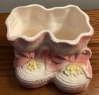 Vintage Baby Girl Pink Booties Ceramic 7522 Japan Gift Planter Nursery Decor Mcm