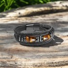 Tiger Eye Black Leather Bracelet Men Energy Crystal Stone Healing Reiki Gift