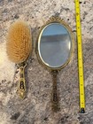 Antique Vanity Handheld Mirror And Brush With Colored Stones