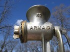 Vintage Armaid 52 Meat Grinder Cast Iron Table Mount With 4 Blade Attachments