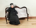 Dollhouse Grandma Grandmother Porcelain Doll Victorian Black Dress 1 12 Scale