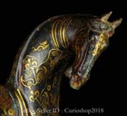 19 6  Old Chinese Dynasty Bronze Gilt Fengshui 12 Zodiac Year Horse Sculpture