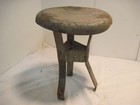 A Old Vintage Antique Cast Iron Stool Milking Stool Bench Seat