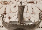 Vintage Norwegian Pewter Viking Ship Boat Handstopt Tinn Miniature Figurine
