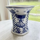 Vintage Blue   White Porcelain Planter Pot 7 5    Chinese Floral Flared Jardini  re