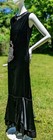 Elegant Antique Late 1920   s Black Velvet Long Dress W Rhinestones  