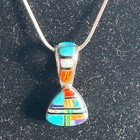 Native American Double Sided Necklace Sterling Silver 925 18  Chain By Ja 4651