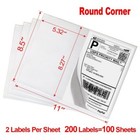 1000 Shipping Labels 8 5x5 5 Half Sheet Rounded Corner Self Adhesive 2 Per Sheet