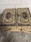 Vintage Wicker Sewing Basket Double Handles 12     X 10    X 7    Made In Japan  Euc 