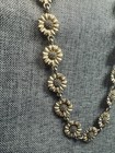 Vintage Sunflower Necklace 18    Brass Norway Pewter Style Eh  Unsigned Unmarked