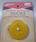 Vtg Allary Notion Necessities 60  Tape Measure 60  Yellow Spring Tape Measure