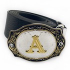 Initial   A-z   Rodeo Cowboy Letter Shine Gold Silver Western Belt Buckle New