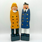 Vintage Pair  10  Carved Wood  Sailor Captain  Nautical Figure  Folk Art  Nos
