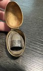 Antique Sewing Thimble Sz 9 With Egg Case Flowers Floral Monogram