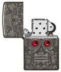 Zippo Armor Engraved Skull Lighter  Crystal Eyes  Day Of Dead  49300 New In Box