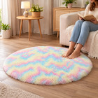 Round Shaggy Area Rug 4x4 Ft Soft Fluffy Circle Carpet Living Room Bedroom Mat