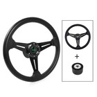 14  Black Marine Boat Steering Wheel W  Hub Adapter 3 4  Axle Keyway 3 Spokes