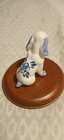 Vintage Miniature Delft Style Sitting Dog Doggy Porcelain Figurine