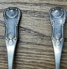 American Coin Silver Pair Shell Decorated Dessert Spoons Maltby Pelletreau Mono