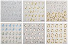  6 Sheets 3d Embossed Gold Irregular Geometric Nail Art Stickers Decals Self 