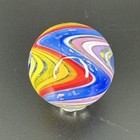 Contemporary Handmade Art Glass Marble 1 12  Rainbow Swirl  Blue Dichroic Mib