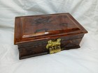 Vintage The Bombay Company Trinket Jewelry Box Lacquered Wood Lined Lock   Key 