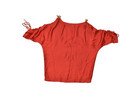 Michael Kors Women s Size Xs Red Cold Shoulder Blouse Gold Chain Hardware Batwin