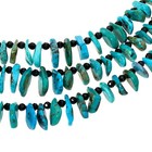 Jay King Sterling Ginkgo Spruce Turquoise   Black Spinel 3-strand Necklace  18 