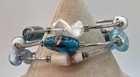 Murano Blue   White Glass Beads With Silver Tone Accents