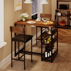 Dining Table Set With 2 Hight Chairs Bar Stools Dinette For Small Space Kitchen