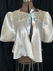 Antique Bed Jacket White Satin rayon 1920-40 Wwii Bust 40 L Original Lingerie