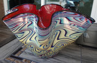 Swirl Handkerchief Fazzoletto Cased Art Glass Vase Signed 2001 Combed Threading