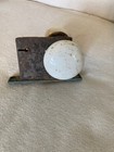 Lot Of 4 Antique Round Door Knobs  White Porcelain   Brown black Metal  Salvage